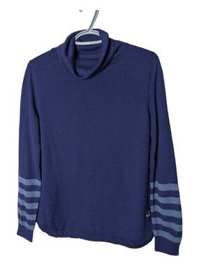 Isobaa Women's Merino Roll Neck Sweater (Navy/Denim) Size Small